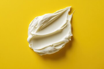 Aufkleber - Creamy white substance spread on vibrant yellow surface, showcasing texture and color contrast