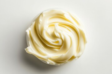 Poster - Creamy butter spread arranged in a decorative swirl on white background for cooking and baking inspiration