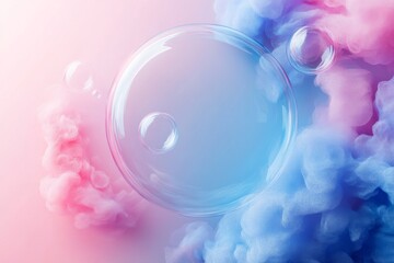 Poster - Colorful smoke and soap bubbles create a captivating atmosphere in a whimsical setting