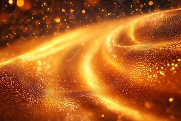 Aufkleber - Golden waves of light create a stunning visual effect in an abstract display of glowing particles and shimmer