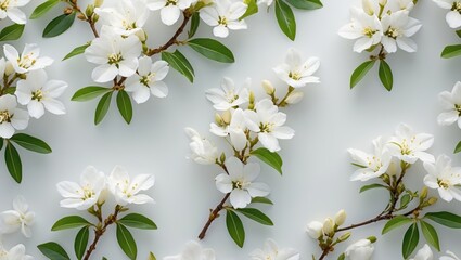 Aufkleber - Seamless White Jasmine Flower Pattern on Light Background Ideal for Elegant Decor and Floral Designs
