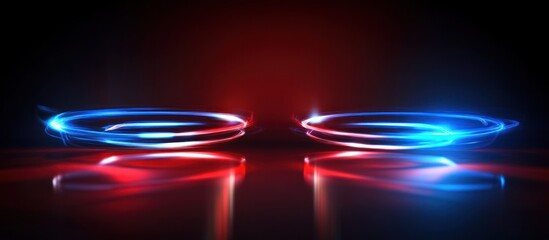 Poster - Abstract Dark Background with Futuristic Blue and Red Light Trails