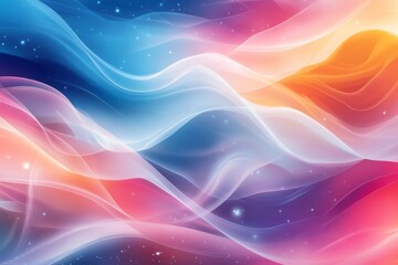Aufkleber - Vibrant abstract wavy patterns create an enchanting atmosphere in a colorful digital artwork