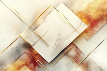 Poster - Abstract composition featuring geometric shapes and warm tones highlighting modern design elements