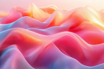 Poster - Colorful abstract waves ripple across a textured surface under soft lighting