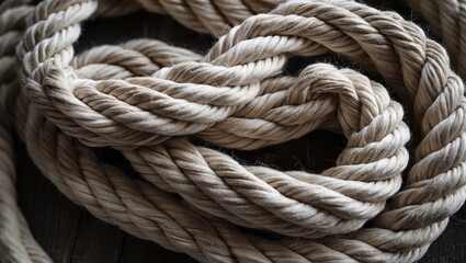 Aufkleber - Natural twisted rope in a close-up view showcasing texture and detail suitable for various backgrounds and design concepts.