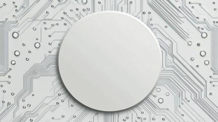Poster - Blank circle on circuit board background; tech design