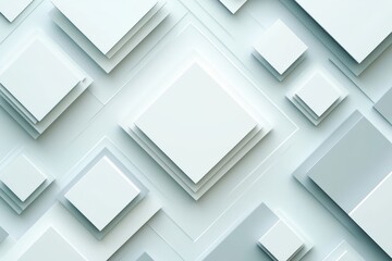 Aufkleber - Abstract layers of square shapes in varying sizes create a modern architectural design effect in soft white tones