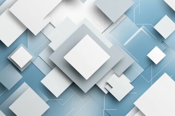 Poster - Abstract geometric shapes in harmonious shades of blue and white create a modern design