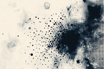 Poster - Artistic abstract design featuring dark and light ink splatters with dot patterns on a textured background