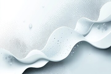 Aufkleber - Abstract fluid shapes with textures and droplets in soft white color design
