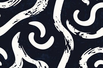 Poster - Artistic abstract pattern with swirling white designs on a dark background showcasing modern design elements and creativity