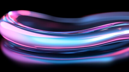 Poster - abstract fluid shapes in vibrant colors with light reflections on a dark background