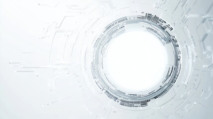 Poster - Futuristic white circle tech background; digital portal
