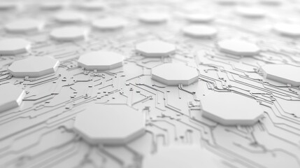 Poster - Abstract white circuit board hexagons, technology background, digital future