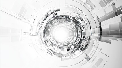 Poster - Abstract futuristic tunnel, white, grey, technology, background, website