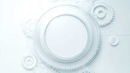 Poster - White gears background, mechanism, technology, innovation, design, future, industrial, abstract