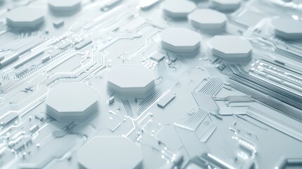 Poster - Abstract white circuit board texture, technology background, digital design, website banner