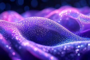 Aufkleber - Colorful shimmering fabric waves with a dreamy bokeh background creating a mesmerizing visual experience
