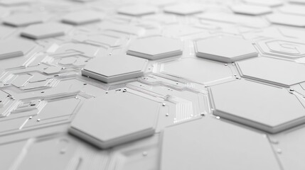 Poster - White Hexagon Tech Circuit Background