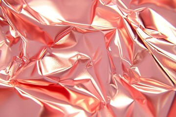 Poster - Reflective metallic foil creates an artistic texture with shimmering rose gold hues in a close-up setting