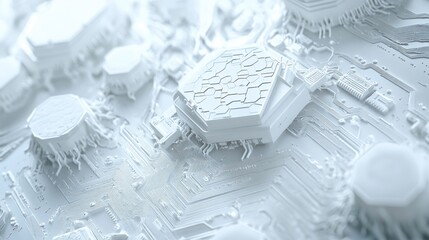 Poster - White futuristic circuit board, technology, background, abstract design