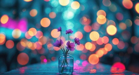Aufkleber - elegant bokeh background with soft pastel colors featuring a vase of flowers creating a dreamy and a