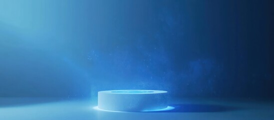 Poster - Aesthetic blue studio background with podium for product display