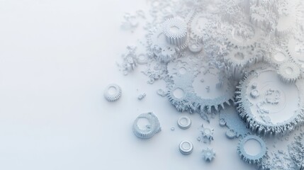Poster - White gears mechanism, industrial background, technology concept, website banner
