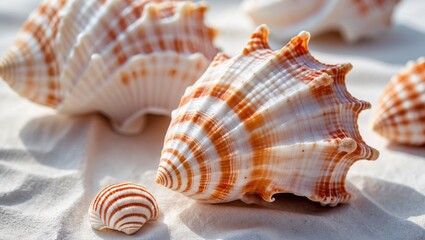Poster - Colorful Seashells Displayed on a Soft Background Highlighting Nature's Beauty and Marine Elements