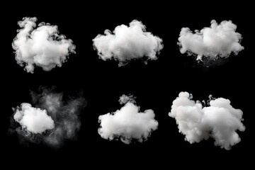 Wall Mural - set of white clouds on a black background.