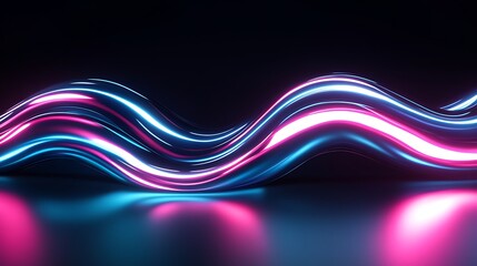 Aufkleber - Colorful abstract light waves in vibrant pink and blue glowing on a dark background for creative projects