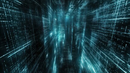 Poster - Data stream tunnel, digital flow, abstract background, technology concept