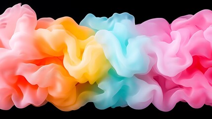 Aufkleber - Colorful flowing fabric waves in pastel shades of pink, yellow, blue, and orange against a black background