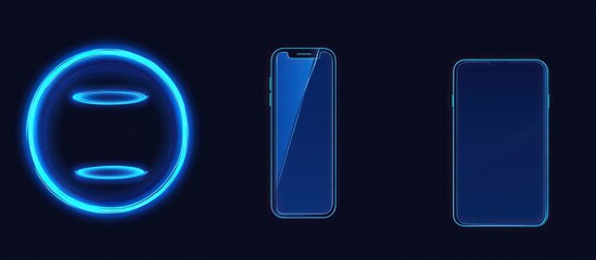 Poster - Abstract Blue Glowing Technology Background Featuring Digital Devices