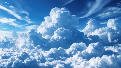 vivid cloud formations in a bright blue sky creating a serene and beautiful nature background perfec