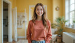 © Ahmadyasin - photo of a woman in a bright room with a happy face and a sweet smile, created by generative AI.