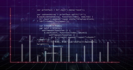 Poster - image of financial data processing over dark background