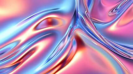 Poster - abstract colorful fluid texture with vibrant waves and reflections, ideal for backgrounds