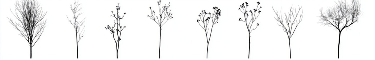 Hand-sketched branches and leaves. A floral branch with berries and greenery. A modern collection of isolated icons with leaves, feathers, and branches