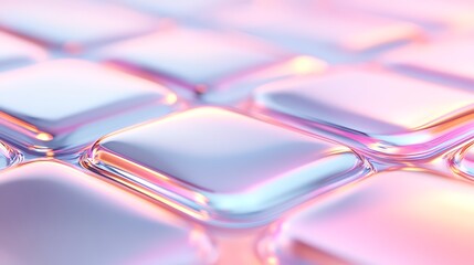 Poster - glossy cubes with reflections in soft pink and blue tones on a smooth surface for abstract backgroun