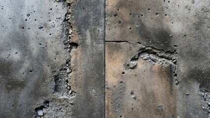 Poster - Textured concrete surface with rough patches and cracks ideal for construction and architectural design backgrounds.
