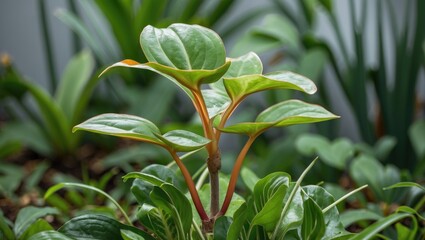 Poster - close-up of platycerium bifurcatum showcasing vibrant leaves and rich green foliage in a plant-fille