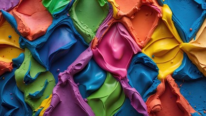 Poster - colorful abstract textured background of vibrant plasticine swirls and layers creating an artistic d