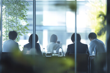 Wall Mural - abstract blur image of business people walking at modern hallway with bokeh for background usage
