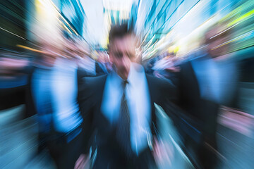 Wall Mural - Abstract blur image of Business people walking at modern hallway with bokeh for background usage