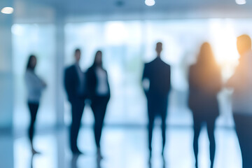 Wall Mural - abstract blur image of business people walking at modern hallway with bokeh for background usage