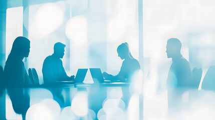 Wall Mural - abstract blur image of business people walking at modern hallway with bokeh for background usage