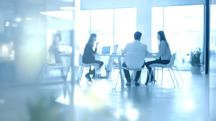 Wall Mural - abstract blur image of business people walking at modern hallway with bokeh for background usage