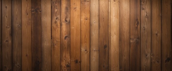 Poster - Warm toned wooden planks arranged vertically creating a rustic and inviting background for various design applications.